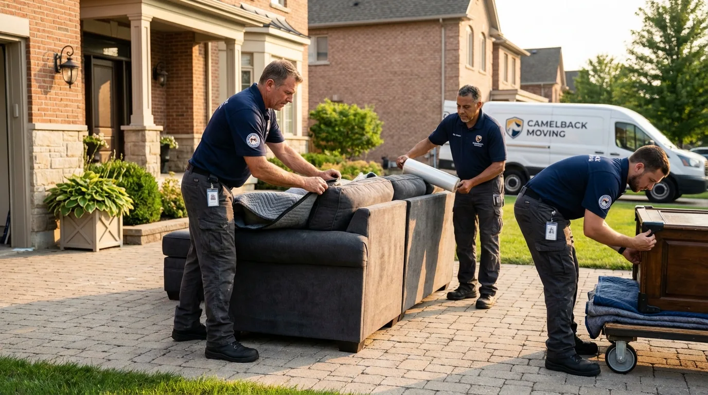 Large estate moving crew wrapping furniture in Minco, OK